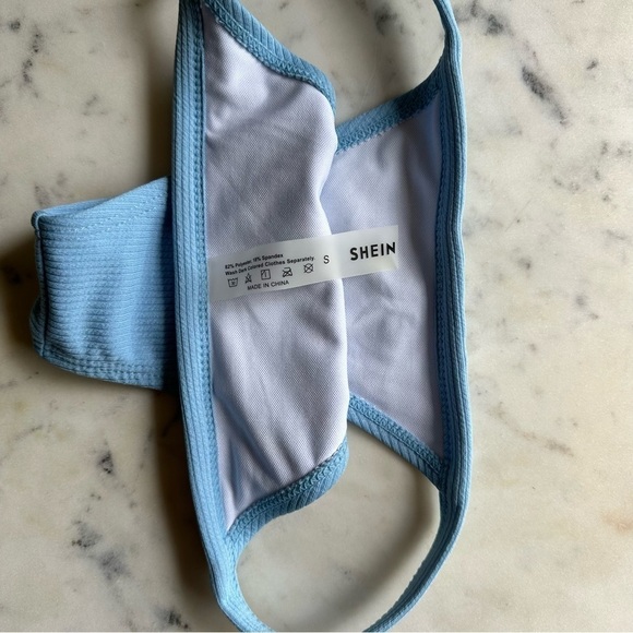 SHEIN Ribbed Squared Blue Bikini Set Size Small - Picture 10 of 10